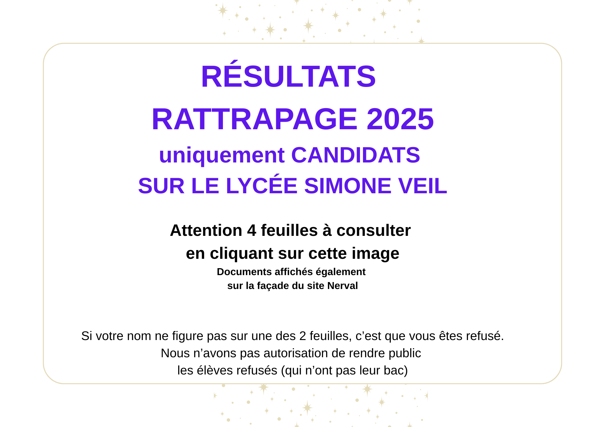 RÉSULTATS DU RATTRAPAGE